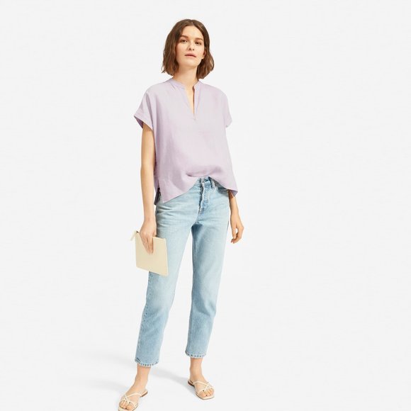Everlane Tops - Everlane The Linen Split-Neck Top - Size O